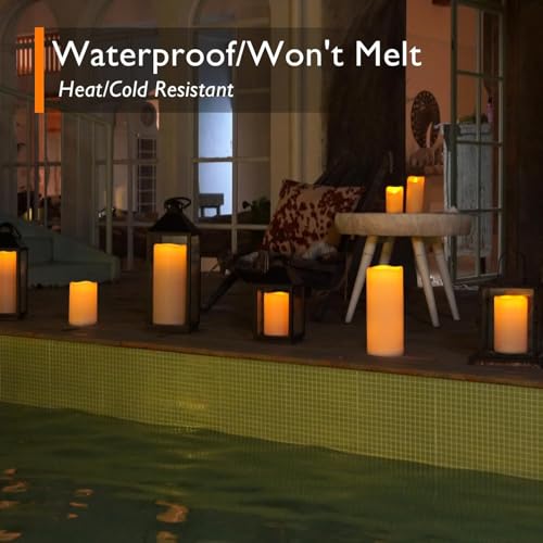 Homemory 12x5 Inch Waterproof Outdoor Flameless Candles with Remote Set of 4, Ivory