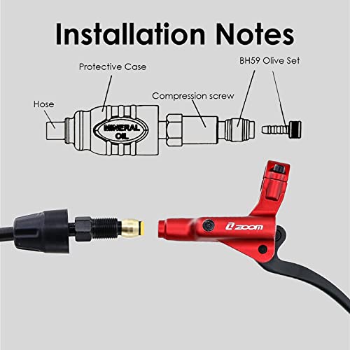 Electric Bike Hydraulic Brake Set with 180mm Rotors - Red, 2-Pin Connector