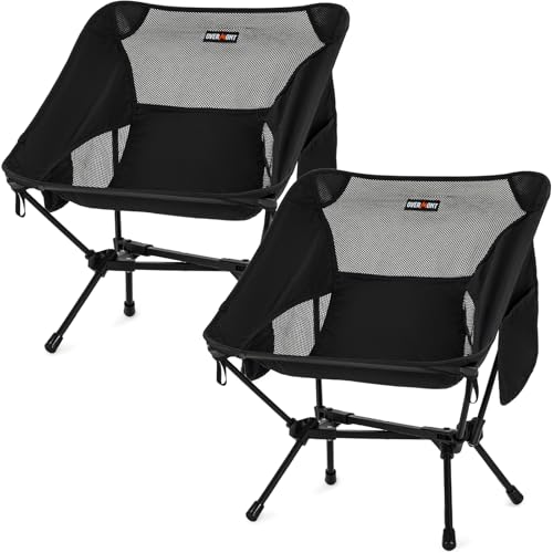 Overmont Ultralight Portable Camping Chair - Black, 2 Pack, Supports Up to 330 Lbs