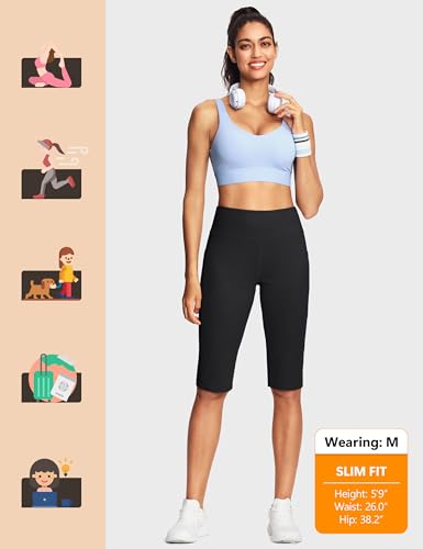 ISEEGZ Capri Pants for Women with Pockets - 14-Inch Inseam Black XL