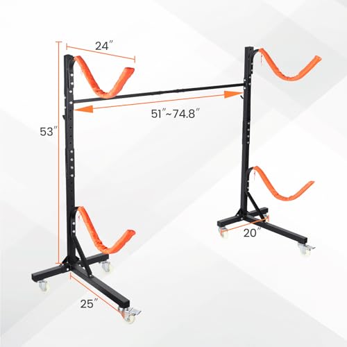 Neorexon 2 Kayaks Freestanding Storage Rack with Adjustable Width & Wheels