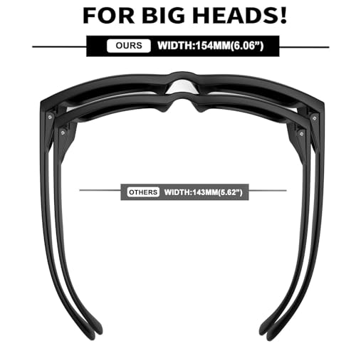 MAXJULI XXL Size Z87 Sunglasses with Side Shield - Super Dark for Big Wide Heads Men TR90 UV400 Protection