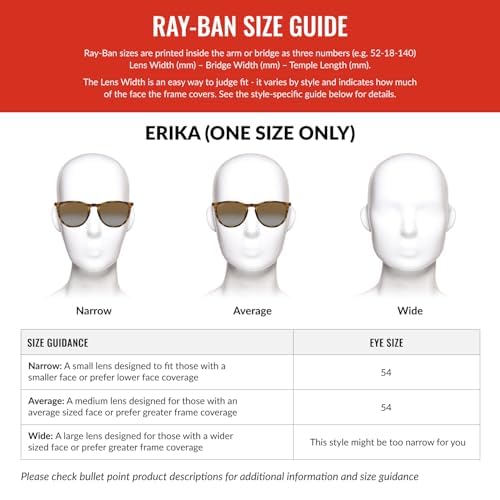 Ray-Ban RB4171 Erika Round Sunglasses for Women & Men, Light Havana/Dark Green, 54mm