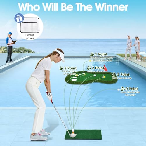 KEMLDIVS Floating Golf Green Pool Game 35x23 Inch - Patented Design, Complete Set