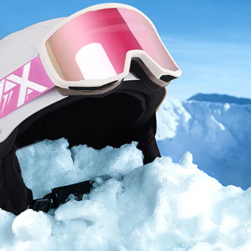 Pink Frame Over-Glasses Ski Snowboard Goggles with Interchangeable Foam