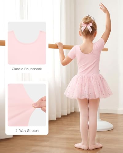 Girls Ballet Leotard with Sequin Tutu Dress Toddler Dance Outfit 4-5T - Ballet Pink