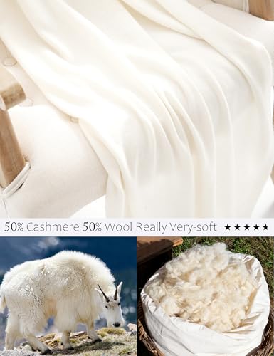 White Cashmere Blend Wrap Scarf for Women - Large 87x28 Travel & Fashion Accessory - Variation: White