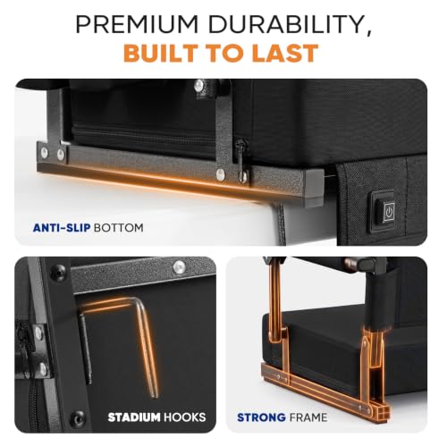 Sekey Heated Stadium Seat Cushion with Back Support & Armrests - Carbon Black Variation 1