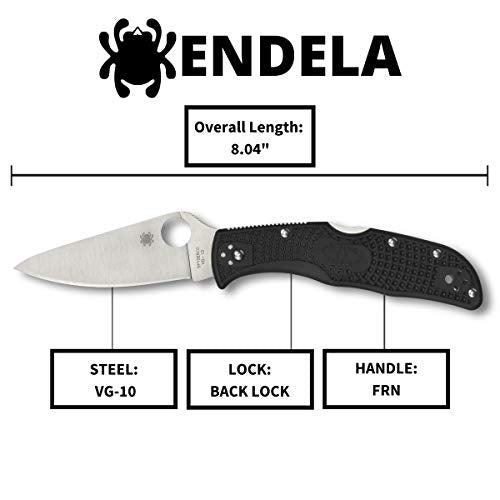 Spyderco Endela Lightweight Folding Pocket Knife - PlainEdge, Black, Versatile EDC