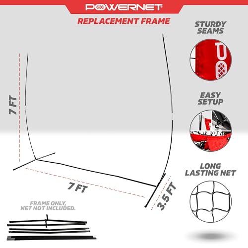 PowerNet 7x7 ft Baseball & Softball Net Replacement Frame - Black / Frame