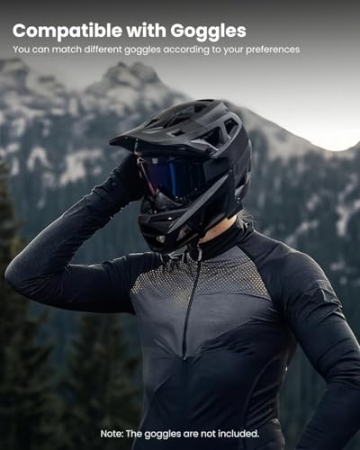 ILM Adult Full Face Mountain Bike Helmet Matte Black Large Lightweight Safety