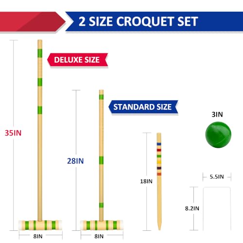 ROPODA 35IN Six-Player Croquet Set Outdoor Lawn Game for Adults & Kids