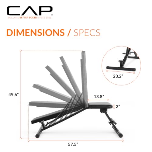 CAP Adjustable Utility Weight Bench - Economy Version, Multi-Position Home Gym Equipment