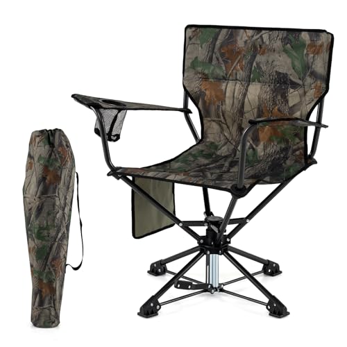 360° Silent Folding Swivel Hunting Chair - Camouflage, Portable & Comfortable