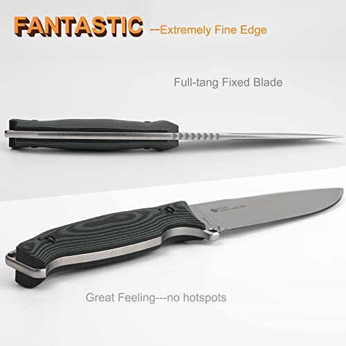 Ruike F118 Green Large Camping Fixed Blade Knife with Sheath, Full Tang, G10 Handle