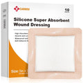 Carbou Silicone Super Absorbent Wound Dressing 5x5 Inches - Pack of 10