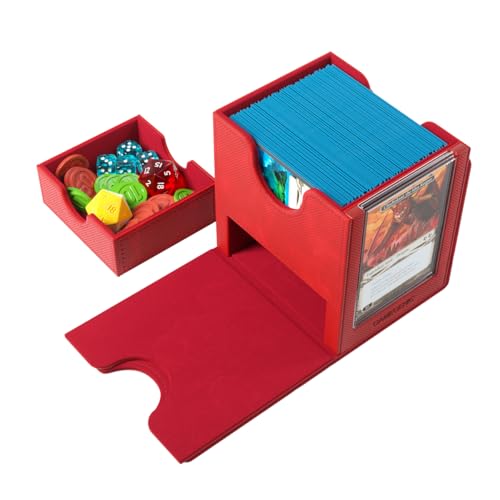 Gamegenic Sidekick Pro 100+ XL Convertible Deck Box with Secure Card Display - Red