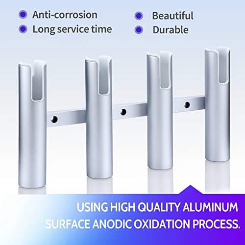 Marinebaby Aluminum Fishing Rod Holder 3/4 Link Tube Pack of 2 - Silver for Boats & Yachts