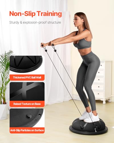 Half Exercise Ball Trainer 23/26 Inch Balance Ball with Resistance Bands & Pump