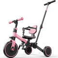 Pink 4-in-1 Toddler Tricycle with Push Handle for 1-3 Year Olds, Baby Balance & Ride Bike