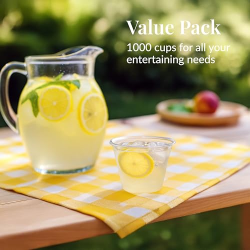 Prestee 1000 Pack Clear Disposable Plastic Shot & Wine Glasses 9 oz for Parties