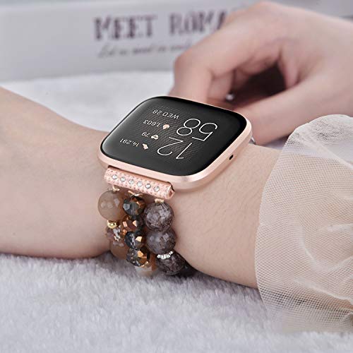 Beaded Elastic Bracelet for Fitbit Versa 2 - Handmade Women’s Watch Band