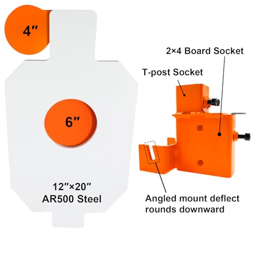 Highwild 12x20 AR500 Steel Shooting Target with Reactive Paddles & Mounting Bracket