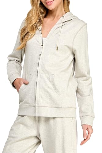 Women's Heavyweight Organic Cotton Zip Hoodie - Melange Oatmeal, Medium