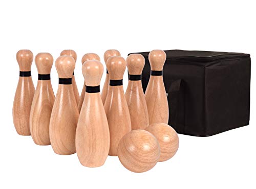 Large Outdoor Lawn Bowling Set with 10 Pins & 2 Balls - Family & Kids Fun Game