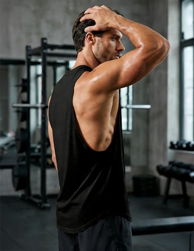 Men's Drop Arm Tank Top Sleeveless Muscle Tee Shirt - Cut Off Style