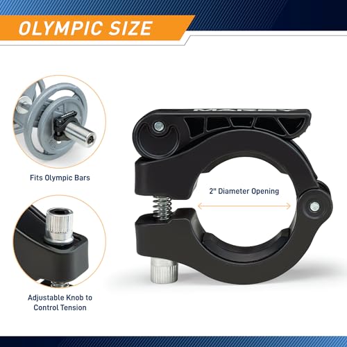 Adjustable Olympic Barbell Collars Pair - Black 2-Inch Clamp Clips
