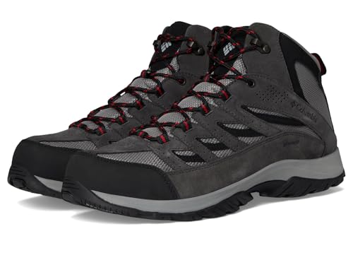 Columbia Men's Crestwood Mid Waterproof Hiking Boots - Dark Grey / Mountain Red, Size 9.5
