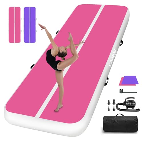 CZGBRO 10ft x 3.3ft x 4in Pink Air Gymnastics Tumble Track with Electric Pump