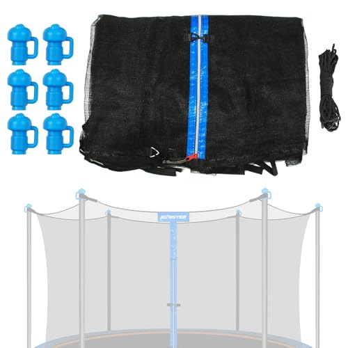 14FT Trampoline Enclosure Net with Pole Cap for 6 Straight Poles - Breathable Weather-Resistant Replacement