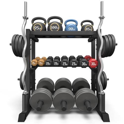 Adjustable 3-Tier Dumbbell Rack Stand - Heavy Duty Weight Storage 18.78 x 48 x 36.54 Inches