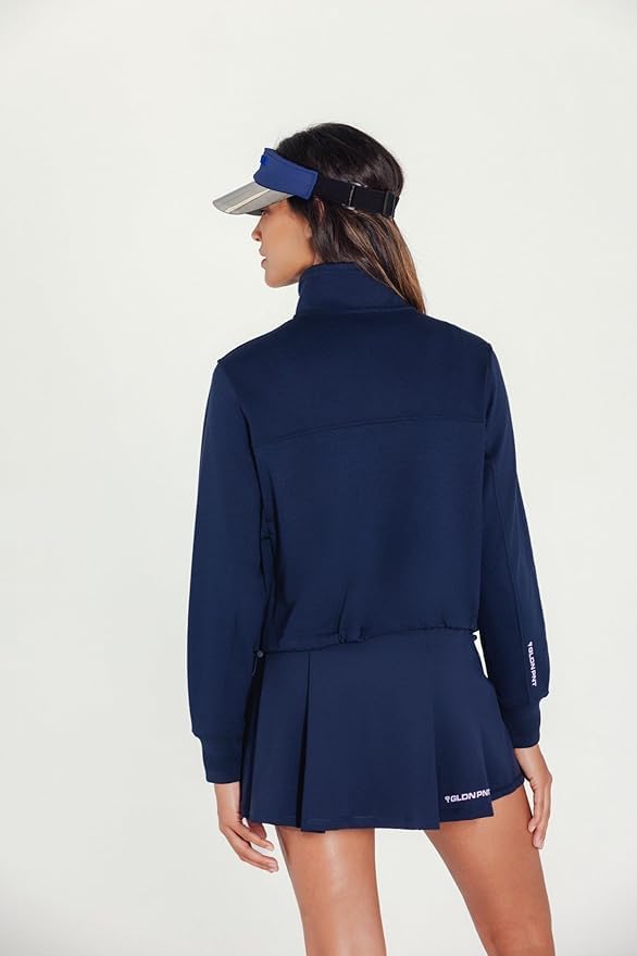G GLDN PNT Women's Cropped Quarter-Zip Sweatshirt for Tennis & Pickleball - Navy, Small
