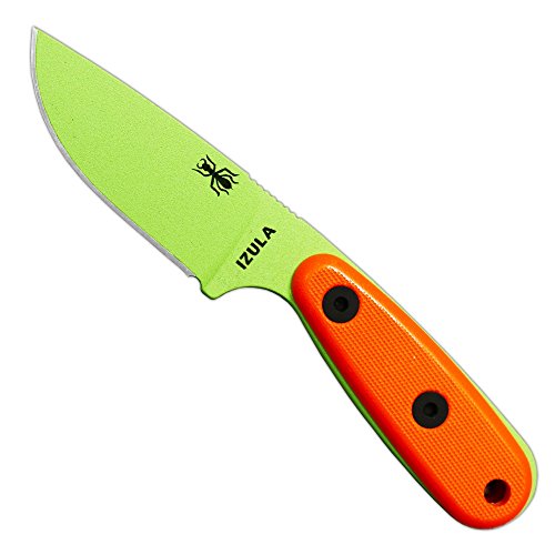 Fixed Blade Survival Knife with Green Venom Steel & Orange G10 Handles