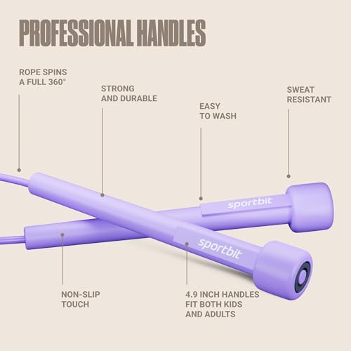 SPORTBIT Adjustable Jump Rope for Fitness & Exercise - Purple