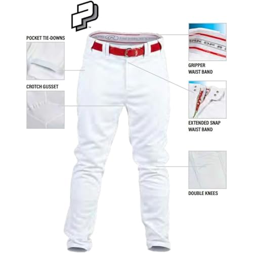 Baseball Pants Adult Large White Jogger Fit Rawlings PRO 150 Series