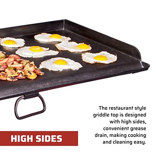 Camp Chef Fry Griddle 16-Inch 3-Burner Flat Top Steel Griddle for Large Cooking Area