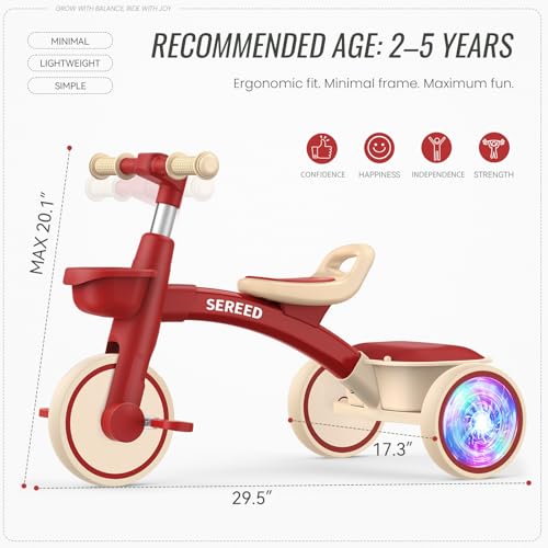 SEREED Red Colorful Toddler Tricycle Gift for Boys & Girls Ages 2-5