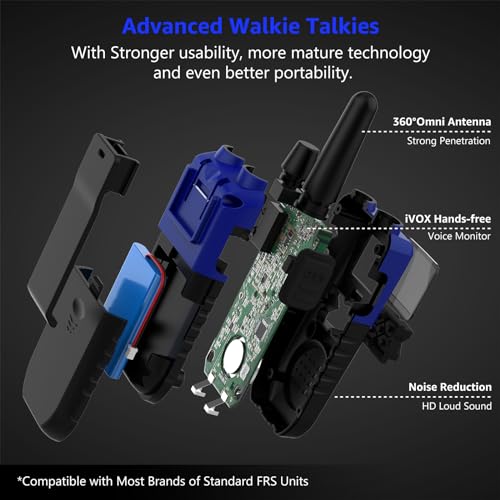 Topsung Long Range Walkie Talkies for Adults with Earpieces - Blue, Green, Orange, Violet, Red, Yellow