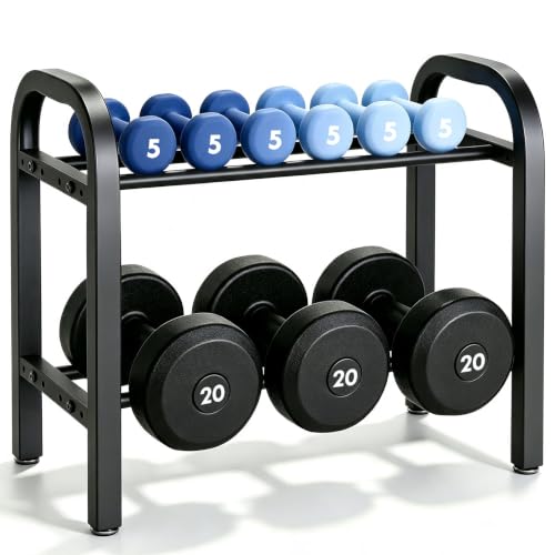2-Tier Dumbbell Rack with Adjustable Spacing - Heavy Duty Home Gym Storage Stand