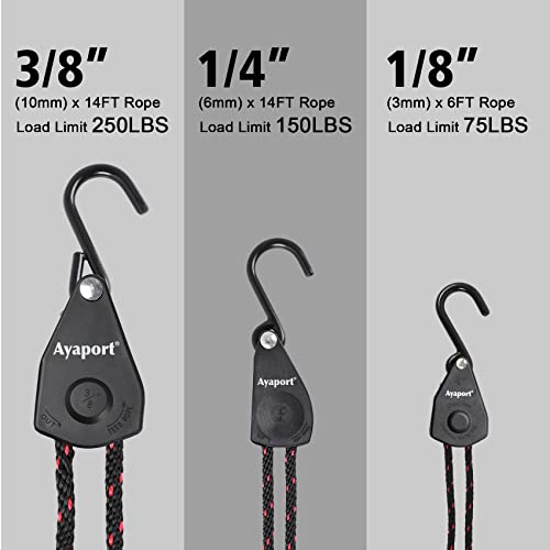 Kayak Tie Down Straps 14ft Ratchet Rope with Hooks Black 2 Pack - Bow & Stern