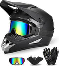 Black Medium Full Face Dirt Bike Helmet DOT Certified ATV Kit with Goggles Gloves & Mask