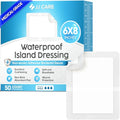 Waterproof 6x8 Inch Wound Dressings 50 Pack - Sterile, Adhesive, Hypoallergenic