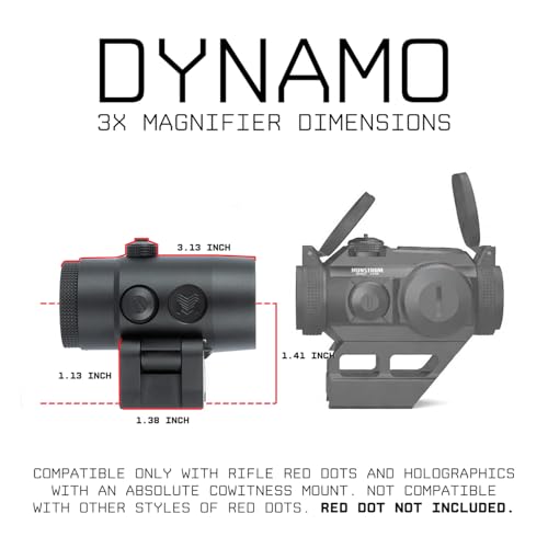 Monstrum Dynamo 3X Micro Magnifier for Red Dot Sights with Flip Mount