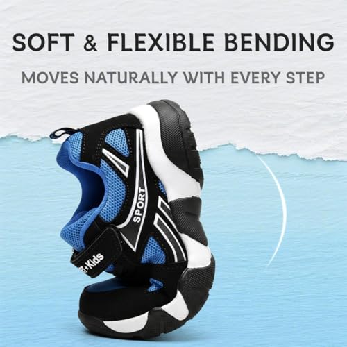 Kids Tennis Shoes Non-Slip Running Sneakers Lightweight Breathable Boys Girls 12 Little Kid / X-Black Blue