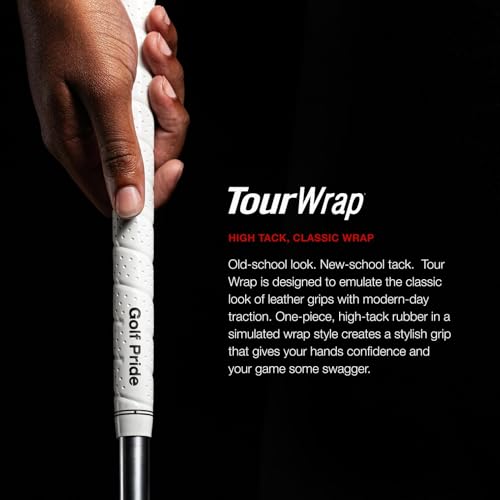 Golf Pride Tour Wrap Golf Grip Midsize 8-Pack - White, Classic Leather Look