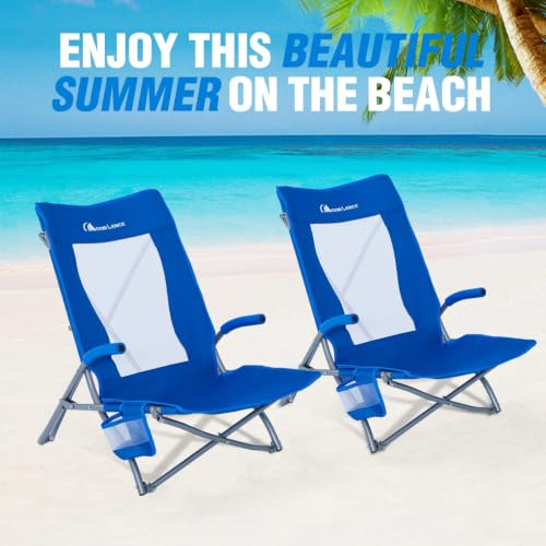 Blue MOON LENCE 2 Pack Portable Folding Beach Lawn Chairs for Adults Camping Outdoor